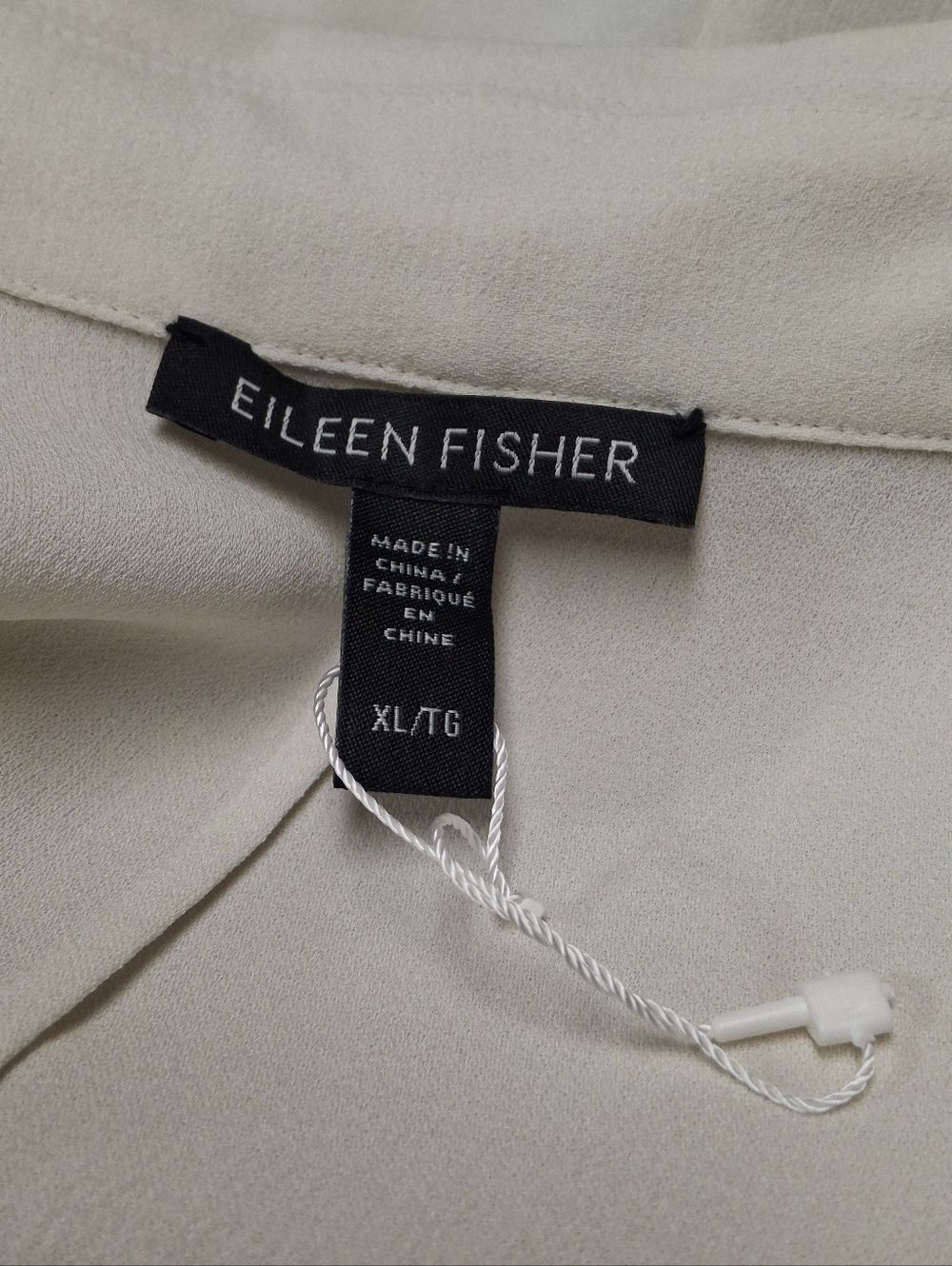 Eileen Fisher 100% Silk Neutral Open-Front Long Duster Topper Women Size X-Large - Picture 2 of 16